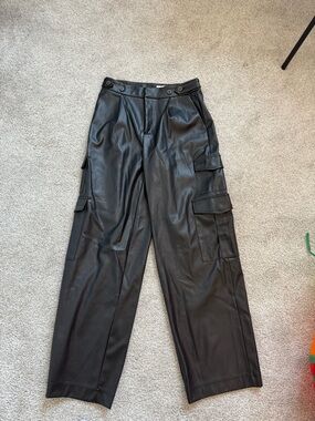 Black Faux Leather Cargo Pants Target A New Day